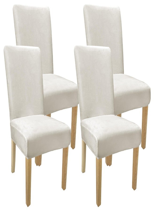 WUSOUPU Velvet Dining Room Chair Cover Stretch Thicker Dining Chair Covers Set of 4, Removable & Soft Velvet Kitchen Chairs Covers Washable Parsons Chairs Slipcover for Kitchen Room (Beige, 4PCS) - Image 1